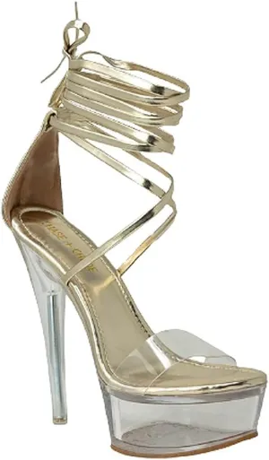 Chase and Chloe Clear Platform Sexy Heels Lace-up Serenity-2