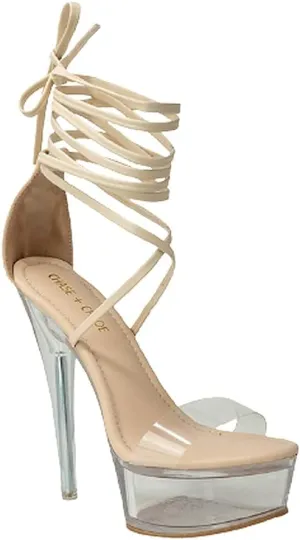 Chase and Chloe Clear Platform Sexy Heels Lace-up Serenity-2
