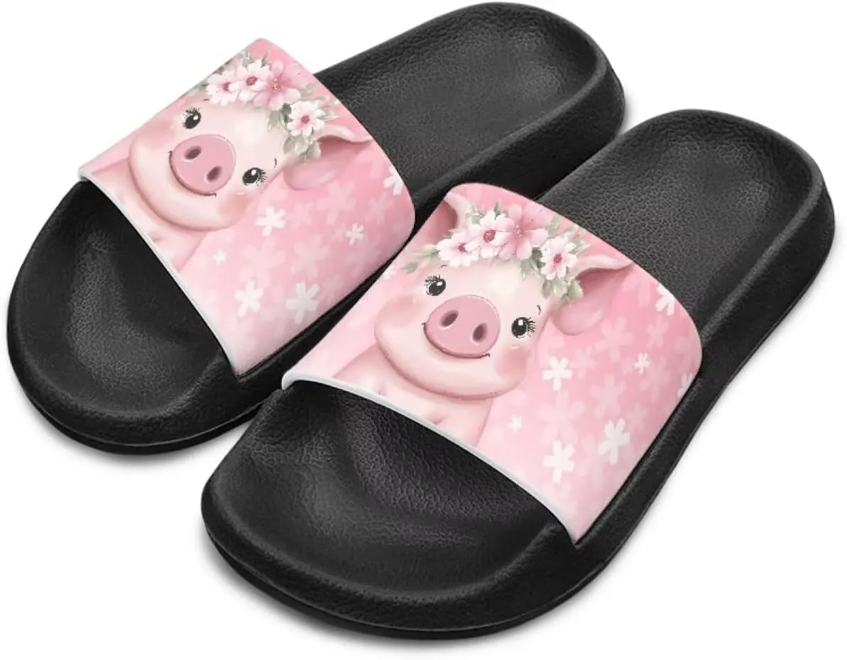 Children's Slippers Beach Sandals Slide Sandals Filp-Flops for Kids Girls Gift for Daughters Little Sisters Black