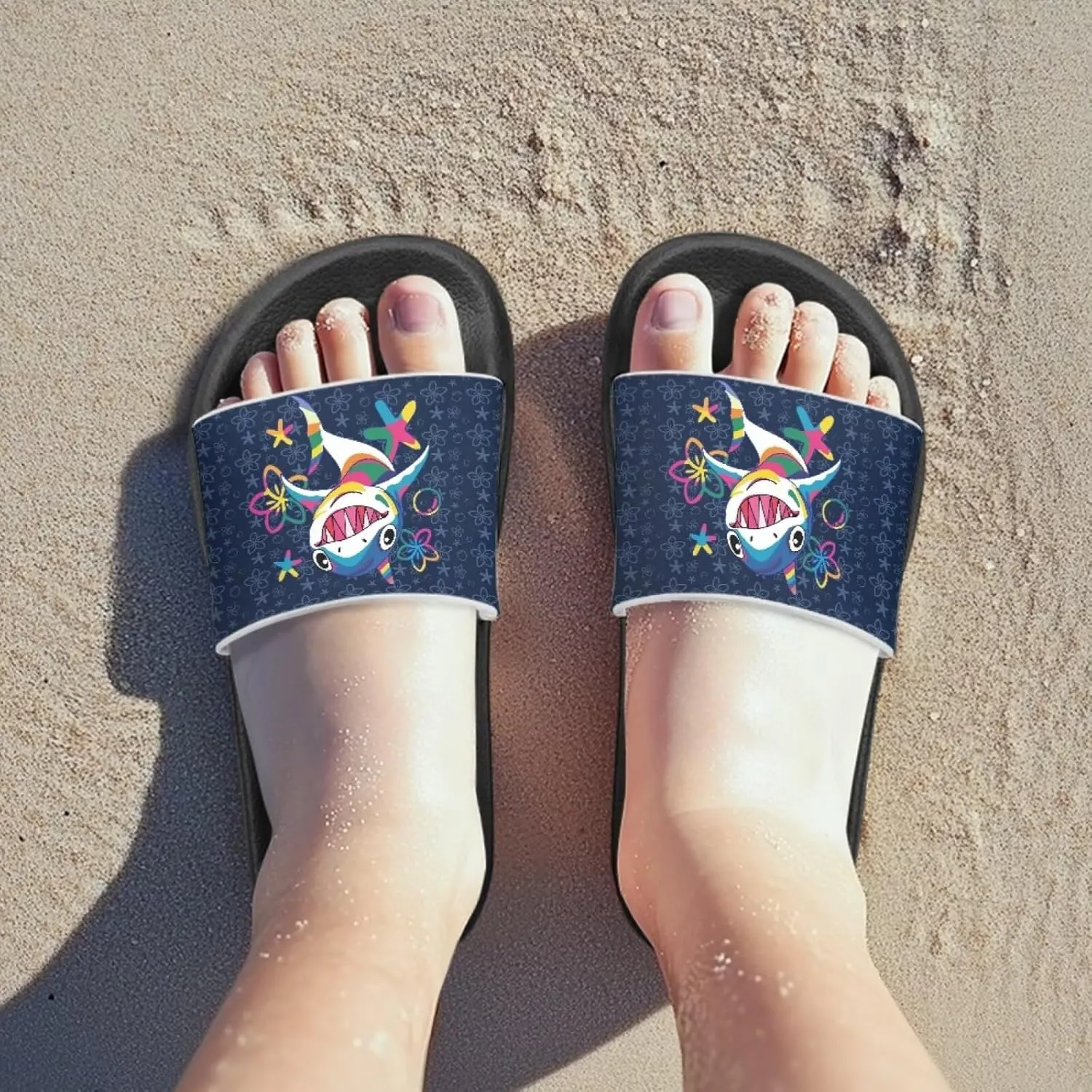 Children's Slippers Beach Sandals Slide Sandals Filp-Flops for Unisex Kids Boys Girls Gift for Daughters Sons Little Brothers Sisters Black Sole Little Kid Size 11-Big Kid Size 3