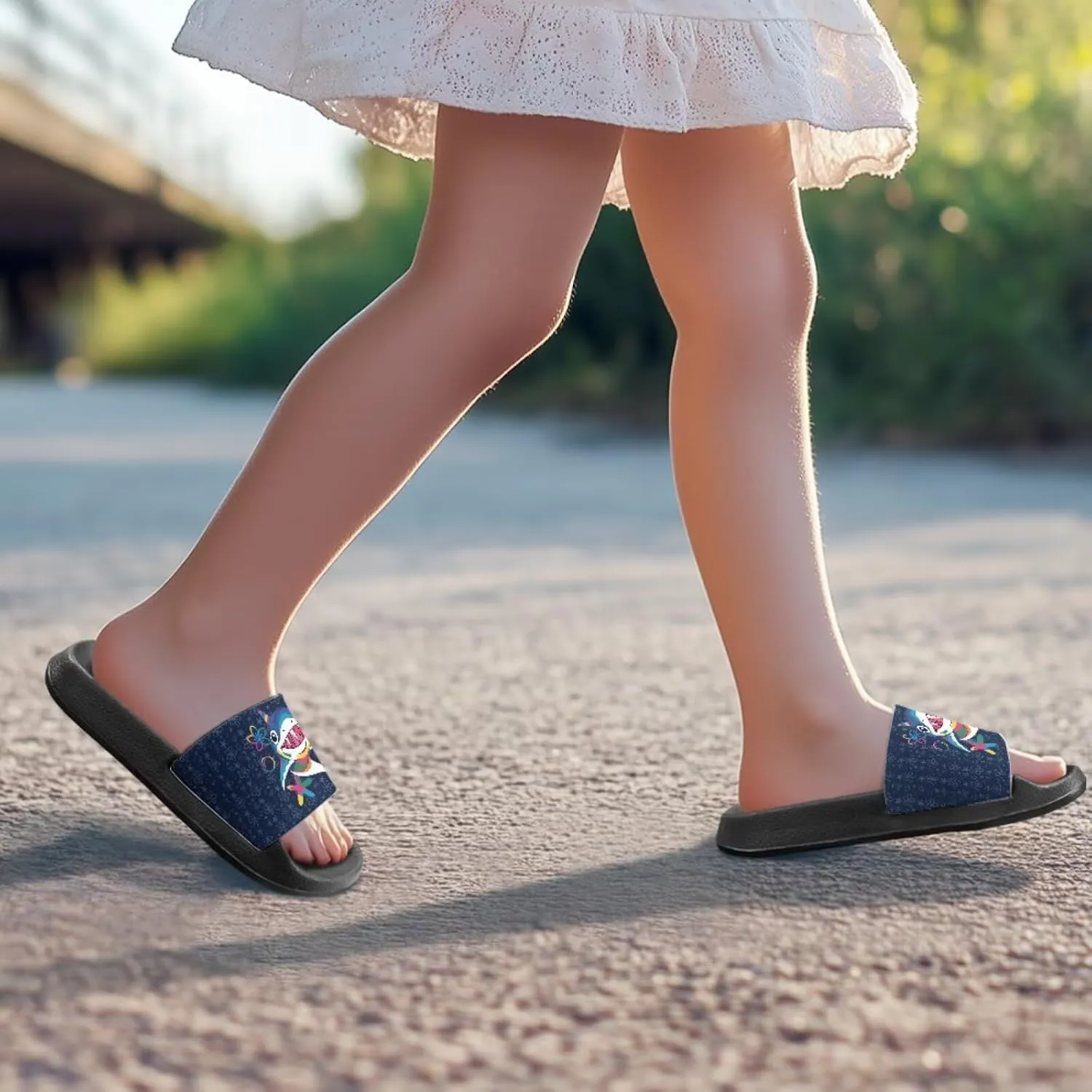 Children's Slippers Beach Sandals Slide Sandals Filp-Flops for Unisex Kids Boys Girls Gift for Daughters Sons Little Brothers Sisters Black Sole Little Kid Size 11-Big Kid Size 3