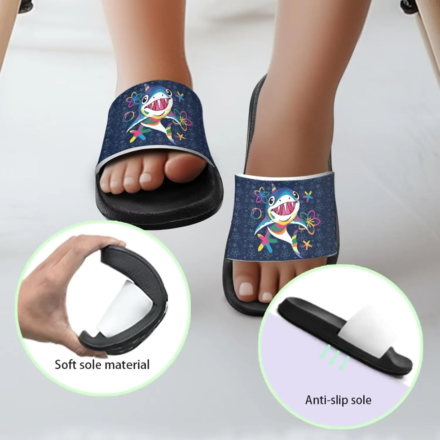 Children's Slippers Beach Sandals Slide Sandals Filp-Flops for Unisex Kids Boys Girls Gift for Daughters Sons Little Brothers Sisters Black Sole Little Kid Size 11-Big Kid Size 3