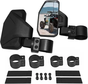 Chupacabra Offroad UTV Side Mirror Kit (2 Pack) Fits 1.6"- 2" Round Roll Cage Bar, Side UTV Mirrors w/Break Away & Adjustable Design - High Impact Shatter Proof Tempered Glass (Driver/Passenger Side)