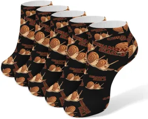 Cinnamon Snails Ankle No Show Socks Soft Loafer Socks Low Cut Non Slip Flat Sock 5 PC