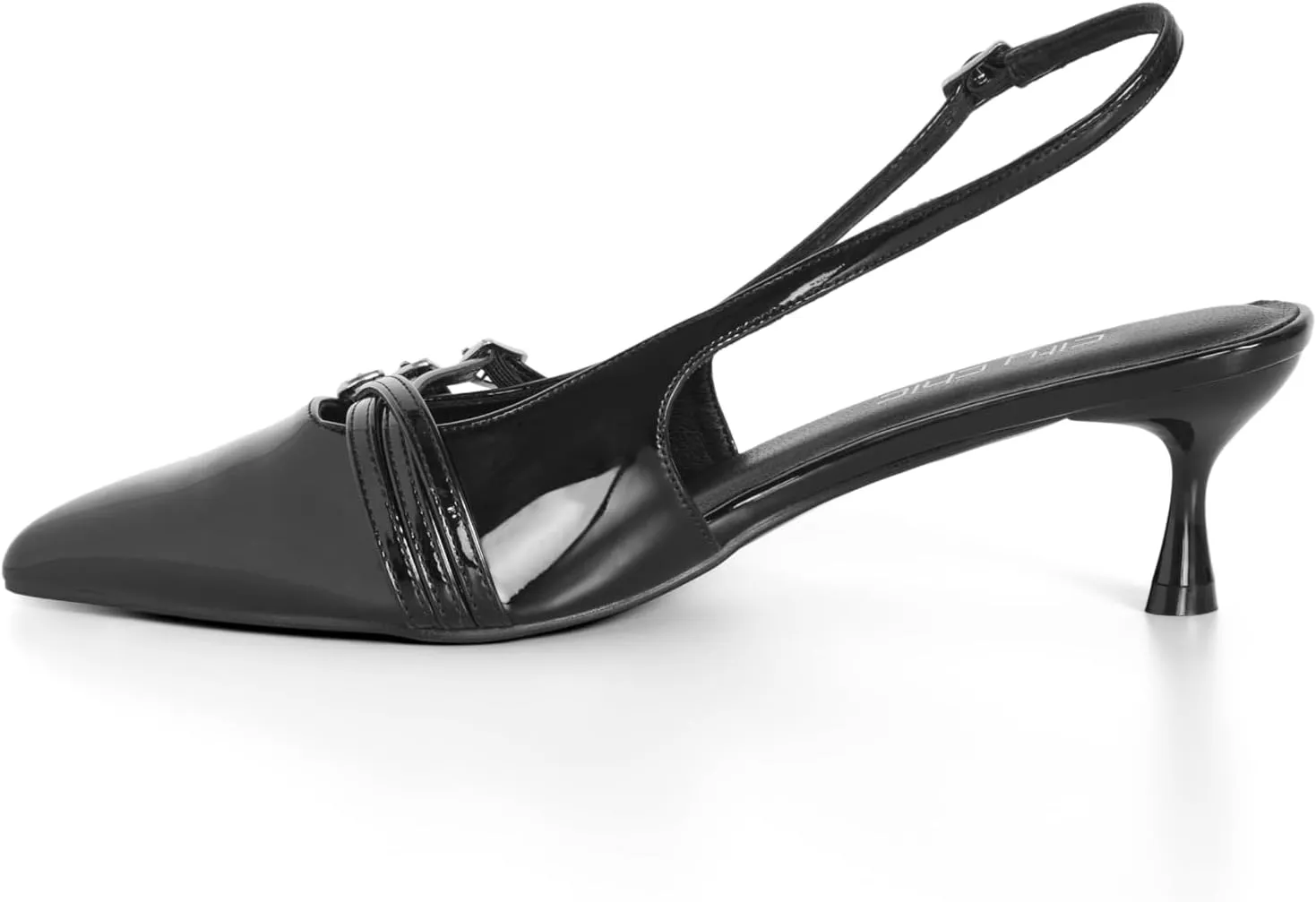 City Chic WIDE FIT MIA BLACK SLING BACK,