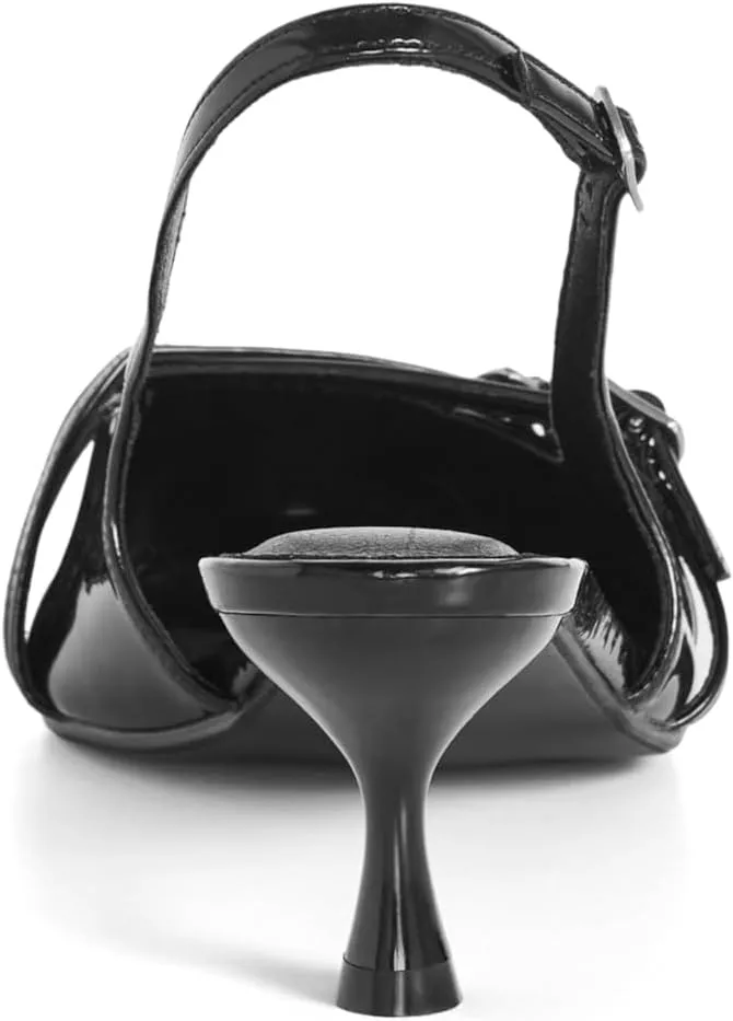 City Chic WIDE FIT MIA BLACK SLING BACK,