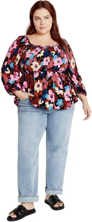 City Chic Women's Plus Size Top - Poppy Print