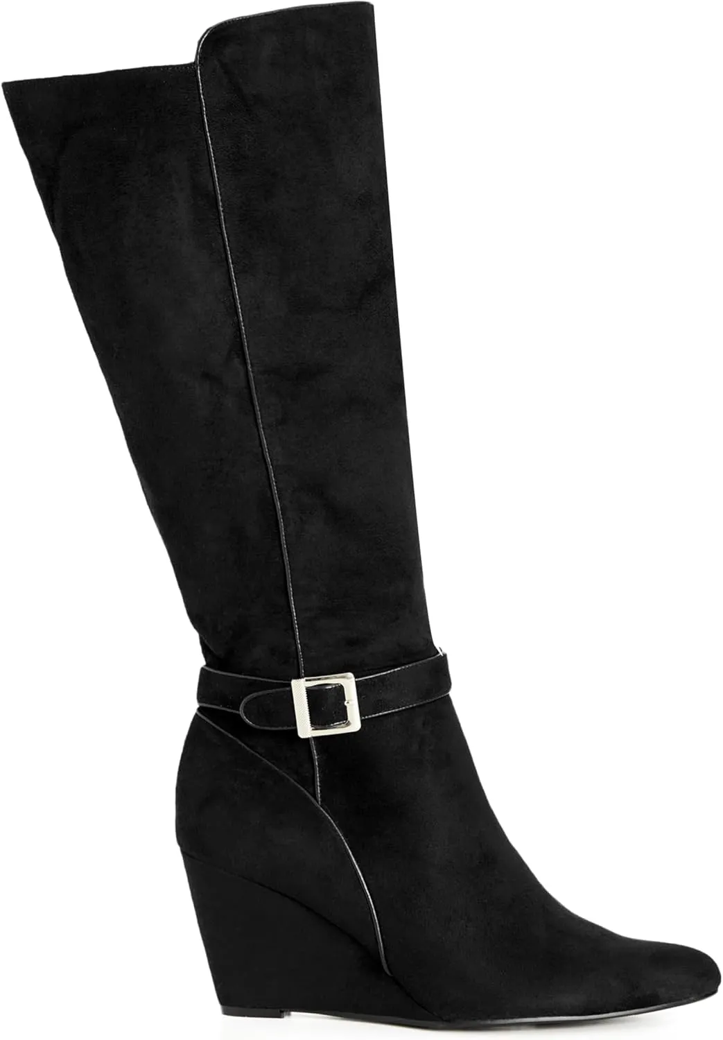 City Chic Women's Wide Fit Clea Knee Wedge Boot High