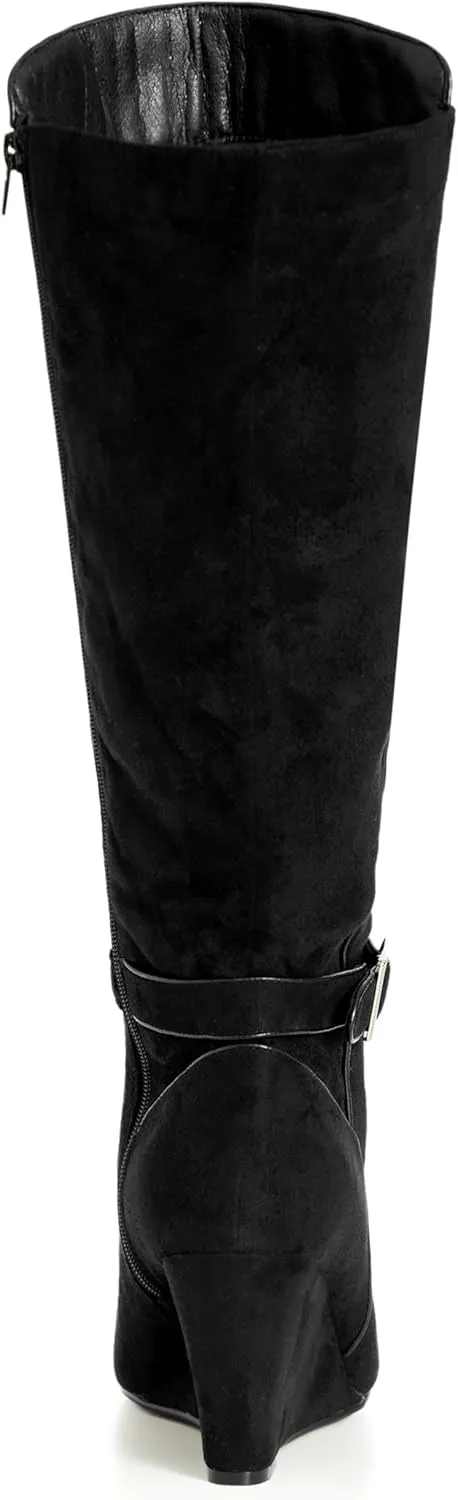 City Chic Women's Wide Fit Clea Knee Wedge Boot High