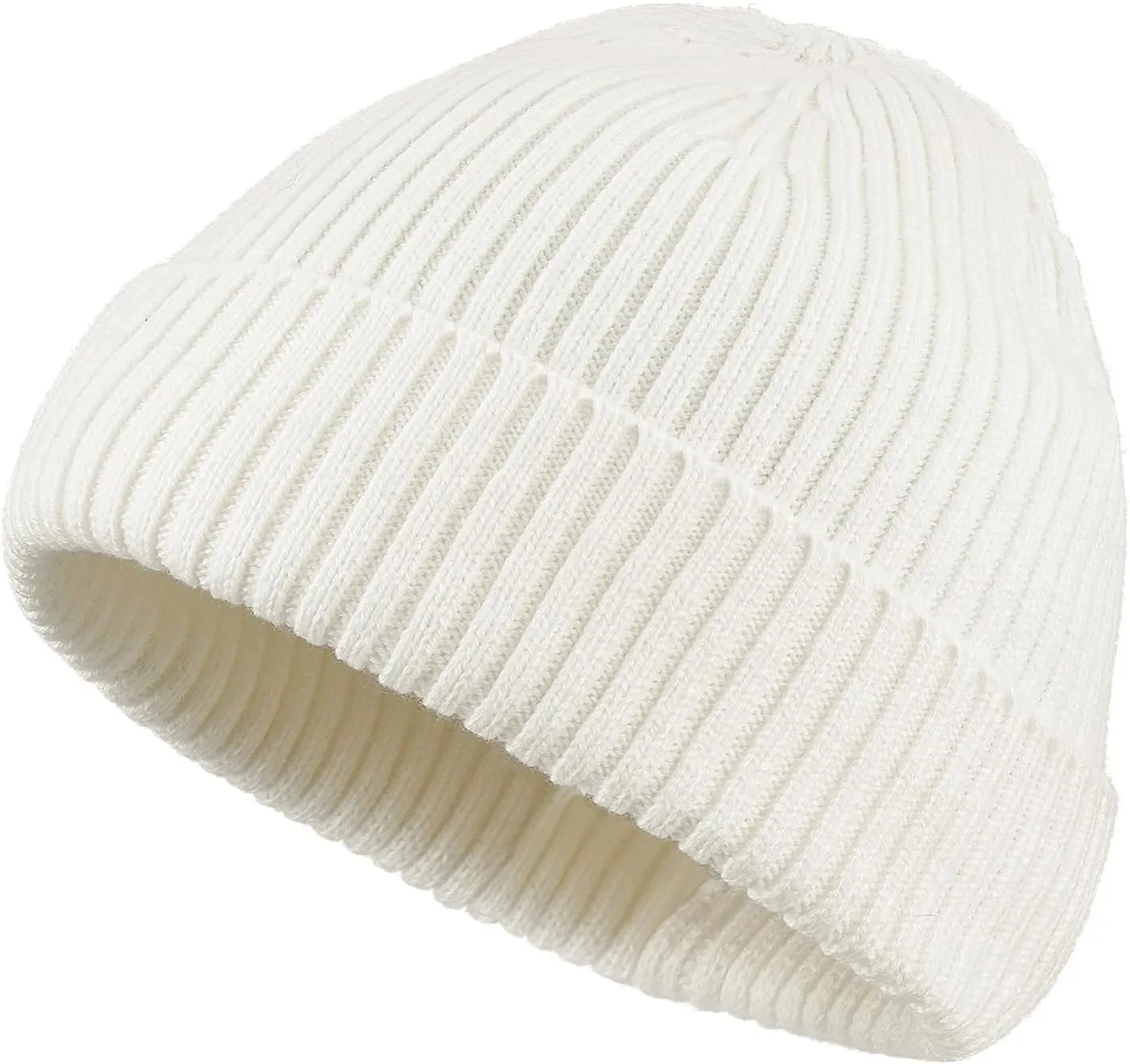 Clakllie Trawler Beanie for Women Men Roll-up Edge Skullcap Soft Warm Fisherman Watch Caps Cuffed Swag Knitted Hat