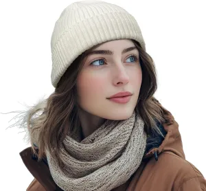 Clakllie Trawler Beanie for Women Men Roll-up Edge Skullcap Soft Warm Fisherman Watch Caps Cuffed Swag Knitted Hat