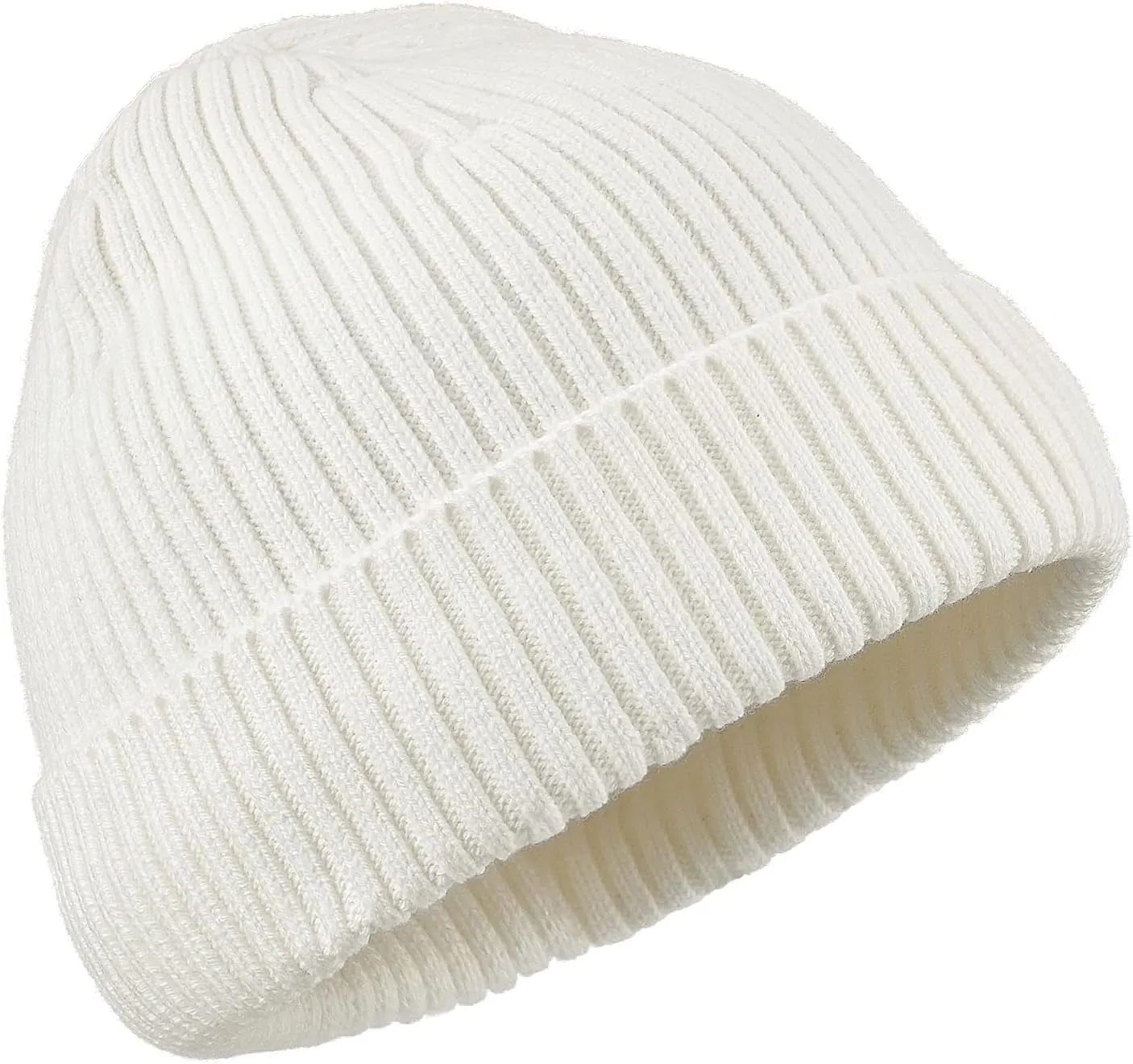 Clakllie Trawler Beanie for Women Men Roll-up Edge Skullcap Soft Warm Fisherman Watch Caps Cuffed Swag Knitted Hat