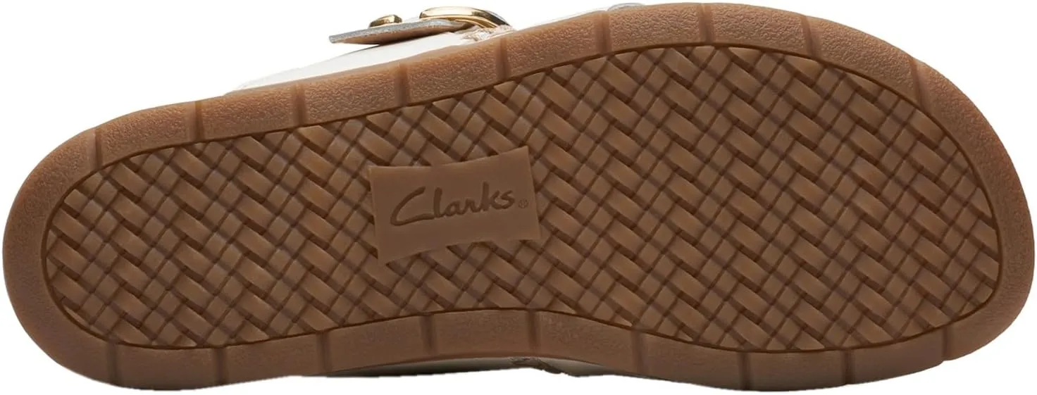 Clarks Women's Reileigh Park Flip-Flop, Off White Leather, 8