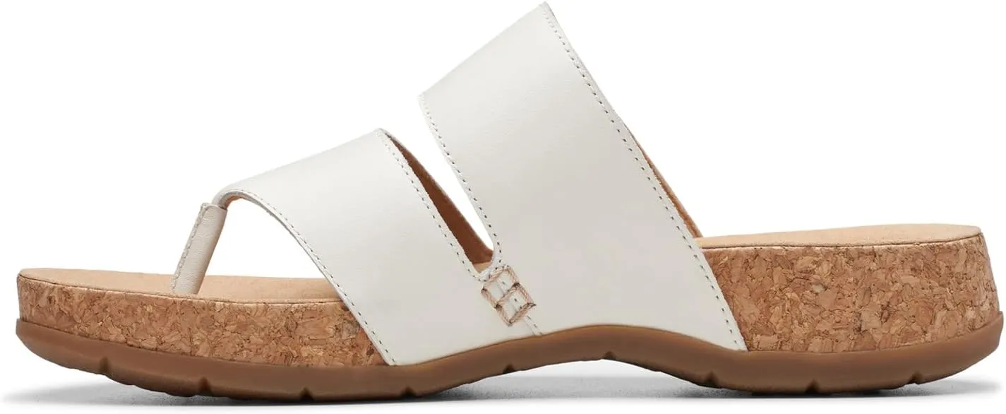 Clarks Women's Reileigh Park Flip-Flop, Off White Leather, 8