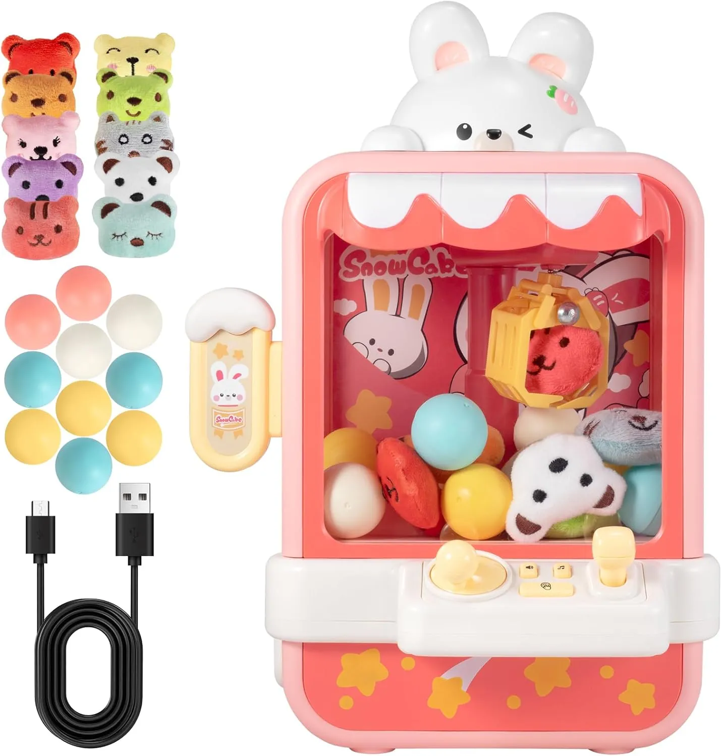 Claw Machine for Kids Easter Gifts for Girls Easter Toys Mini Vending Machine Toys with Mini Plush Toys Adjustable Sounds and Music Party Birthday Toys Girls Toys Gifts for Girls, Pink