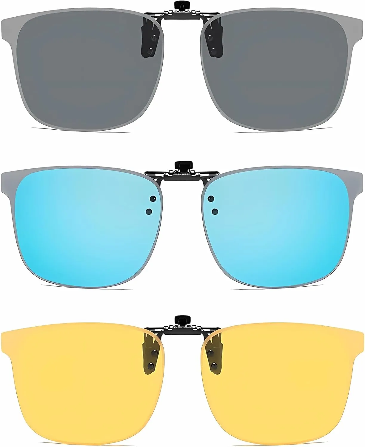 Clip on Flip up Polarized Lens For Prescription Glasses UV Protection Sunglasses (Clear lenses not Polarized)