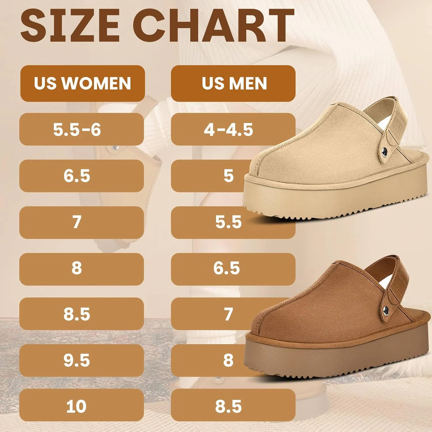 Clogs for Women Platform Suede Women's Mules & Clogs Platform Slippers Adjustable Laces Slip-On Indoor and Outdoor