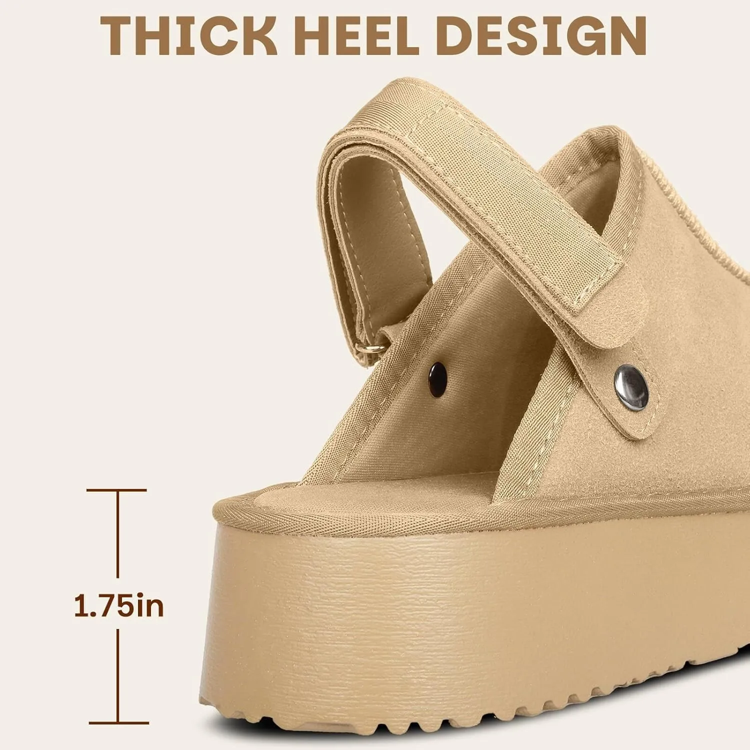 Clogs for Women Platform Suede Women's Mules & Clogs Platform Slippers Adjustable Laces Slip-On Indoor and Outdoor