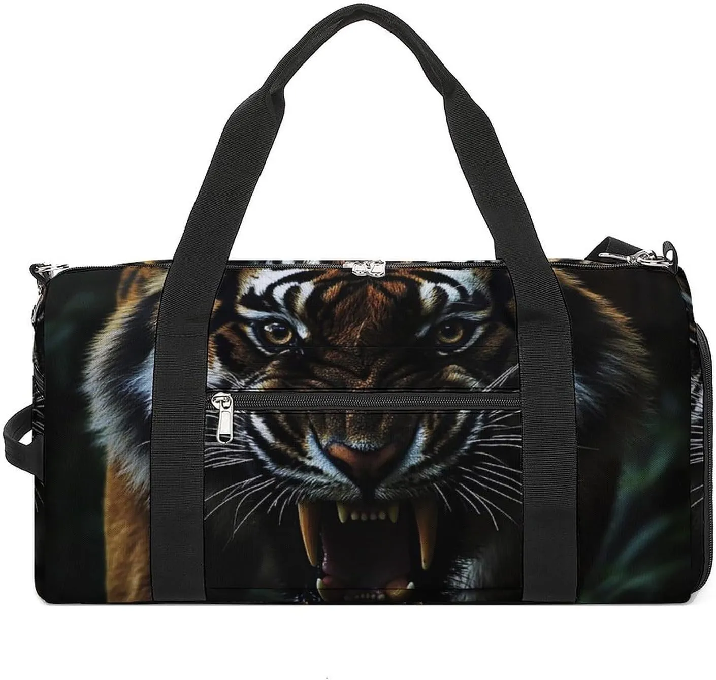 Close Up of Wild Tiger Fitness Large Gym Bag for Unisex with Shoe Compartment & Wet Pocket