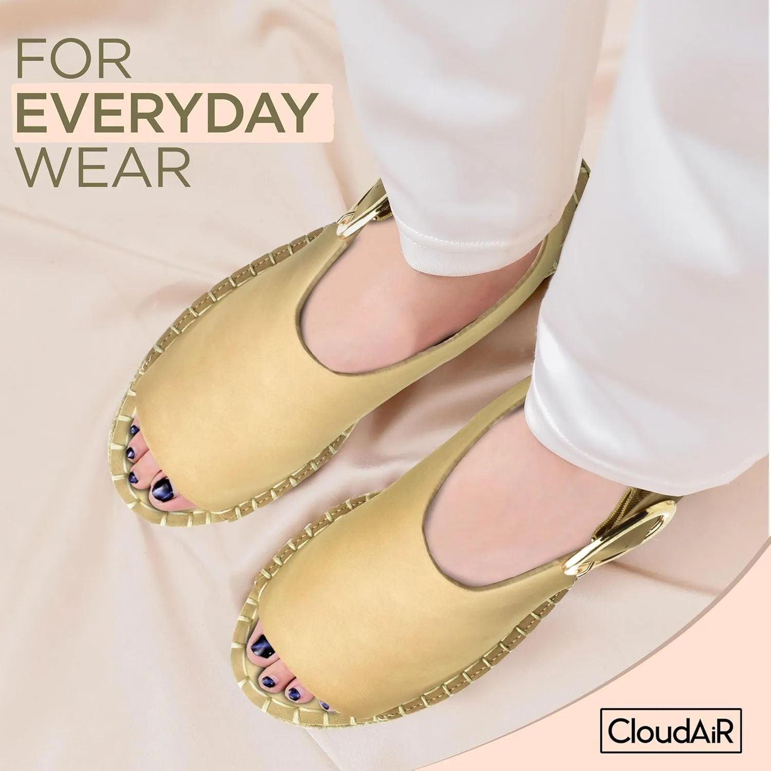 CLOUDAIR Selina Women's Espadrille Wedge Sandals - Comfortable and Stylish Platform Slip On Sandals with Buckle Closure, Comfy Wedge Heels for Women, Fashion Summer Sandals