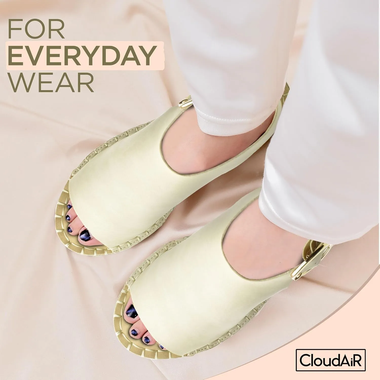 CLOUDAIR Selina Women's Espadrille Wedge Sandals - Comfortable and Stylish Platform Slip On Sandals with Buckle Closure, Comfy Wedge Heels for Women, Fashion Summer Sandals