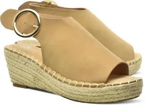 CLOUDAIR Selina Women's Espadrille Wedge Sandals - Comfortable and Stylish Platform Slip On Sandals with Buckle Closure, Comfy Wedge Heels for Women, Fashion Summer Sandals