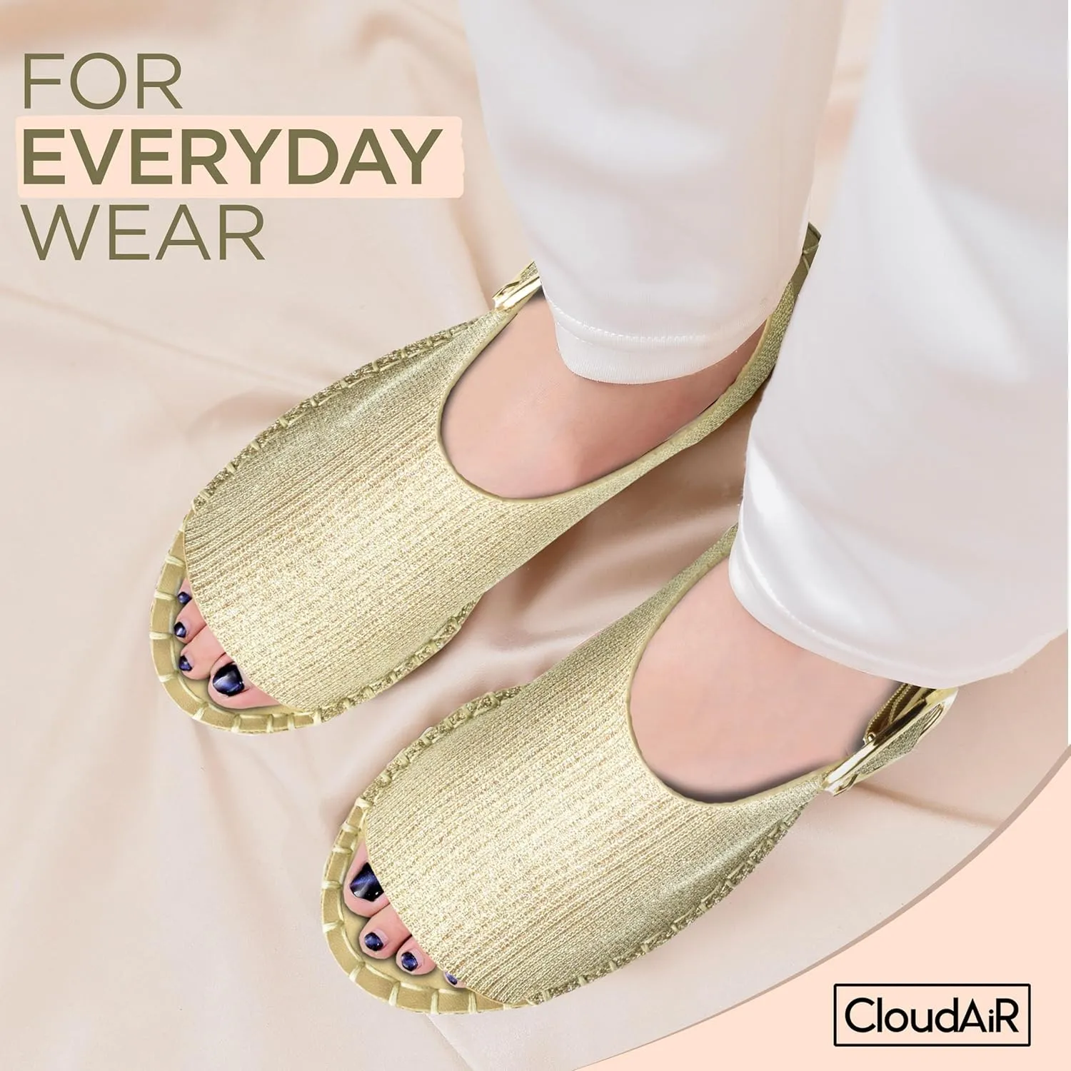 CLOUDAIR Selina Women's Espadrille Wedge Sandals - Comfortable and Stylish Platform Slip On Sandals with Buckle Closure, Comfy Wedge Heels for Women, Fashion Summer Sandals
