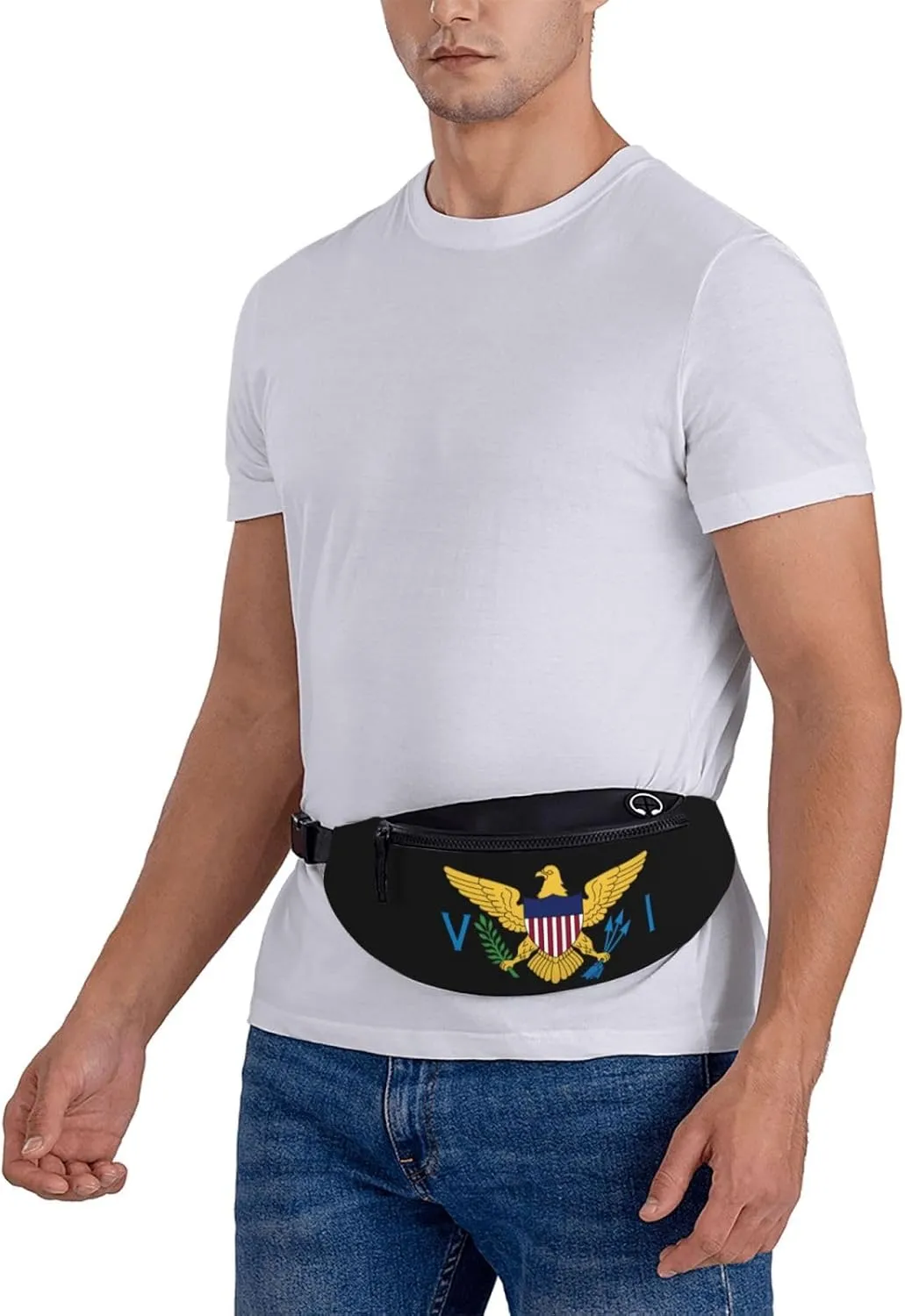 Coat Of Arms Of Virgin Islands National Emblem Fanny Pack Daypack Crossbody Waist Bag For Travel Sports Running Hiking, Black