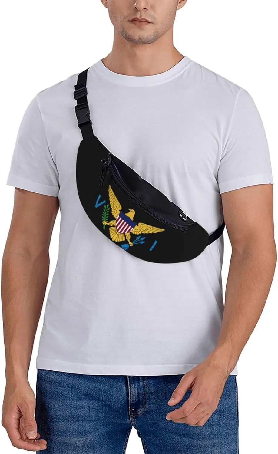 Coat Of Arms Of Virgin Islands National Emblem Fanny Pack Daypack Crossbody Waist Bag For Travel Sports Running Hiking, Black