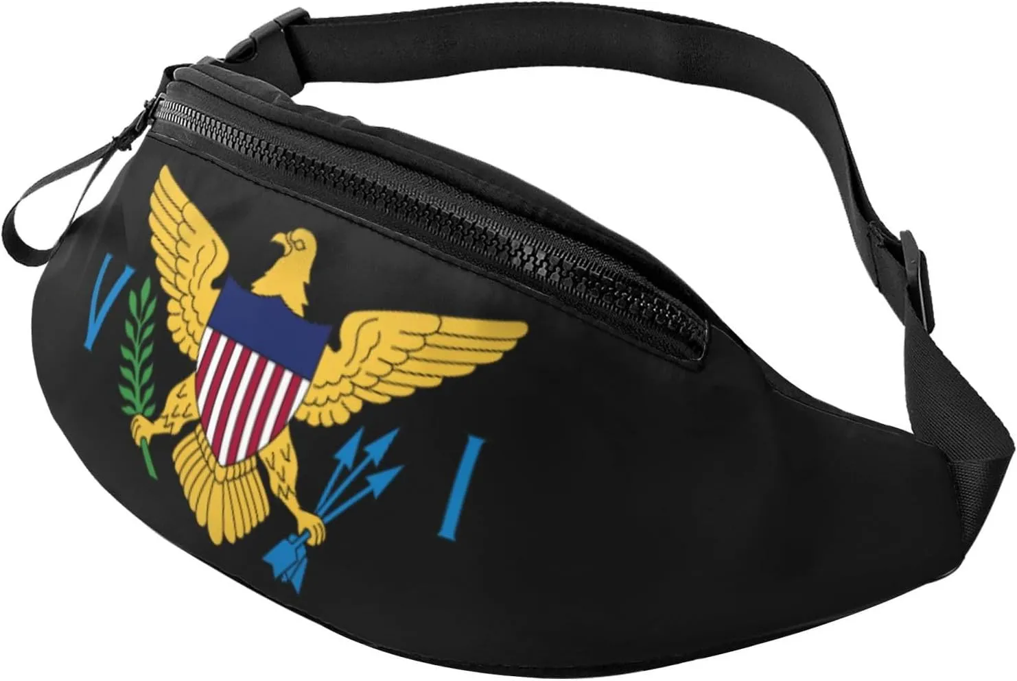 Coat Of Arms Of Virgin Islands National Emblem Fanny Pack Daypack Crossbody Waist Bag For Travel Sports Running Hiking, Black