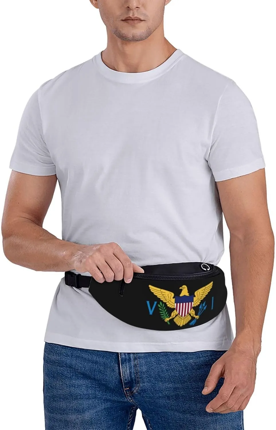 Coat Of Arms Of Virgin Islands National Emblem Fanny Pack Daypack Crossbody Waist Bag For Travel Sports Running Hiking, Black