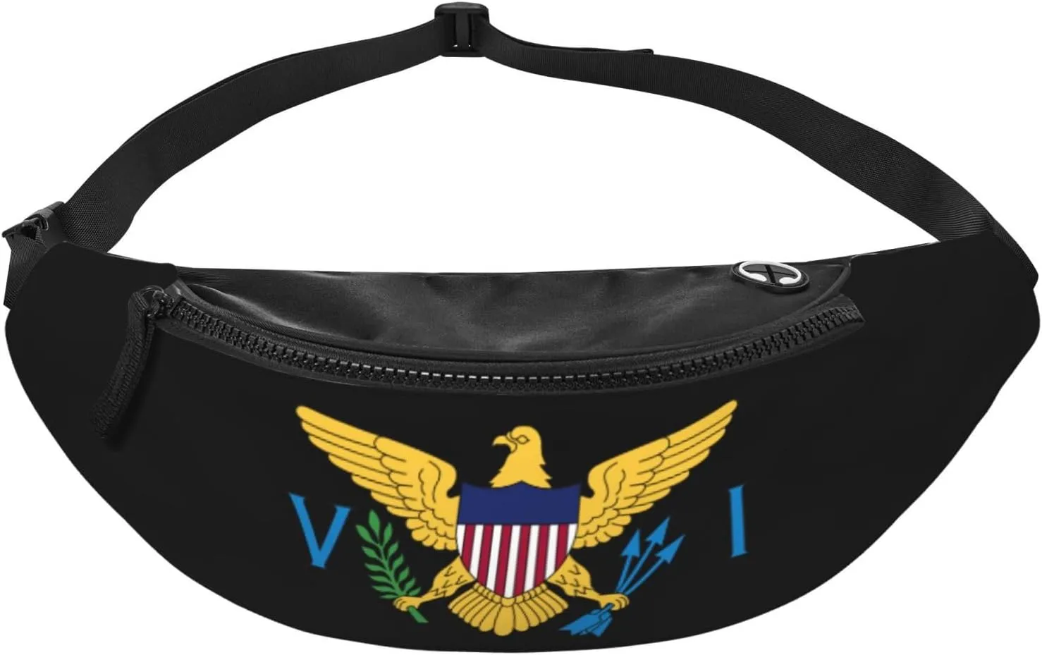 Coat Of Arms Of Virgin Islands National Emblem Fanny Pack Daypack Crossbody Waist Bag For Travel Sports Running Hiking, Black