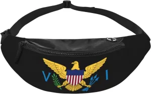 Coat Of Arms Of Virgin Islands National Emblem Fanny Pack Daypack Crossbody Waist Bag For Travel Sports Running Hiking, Black