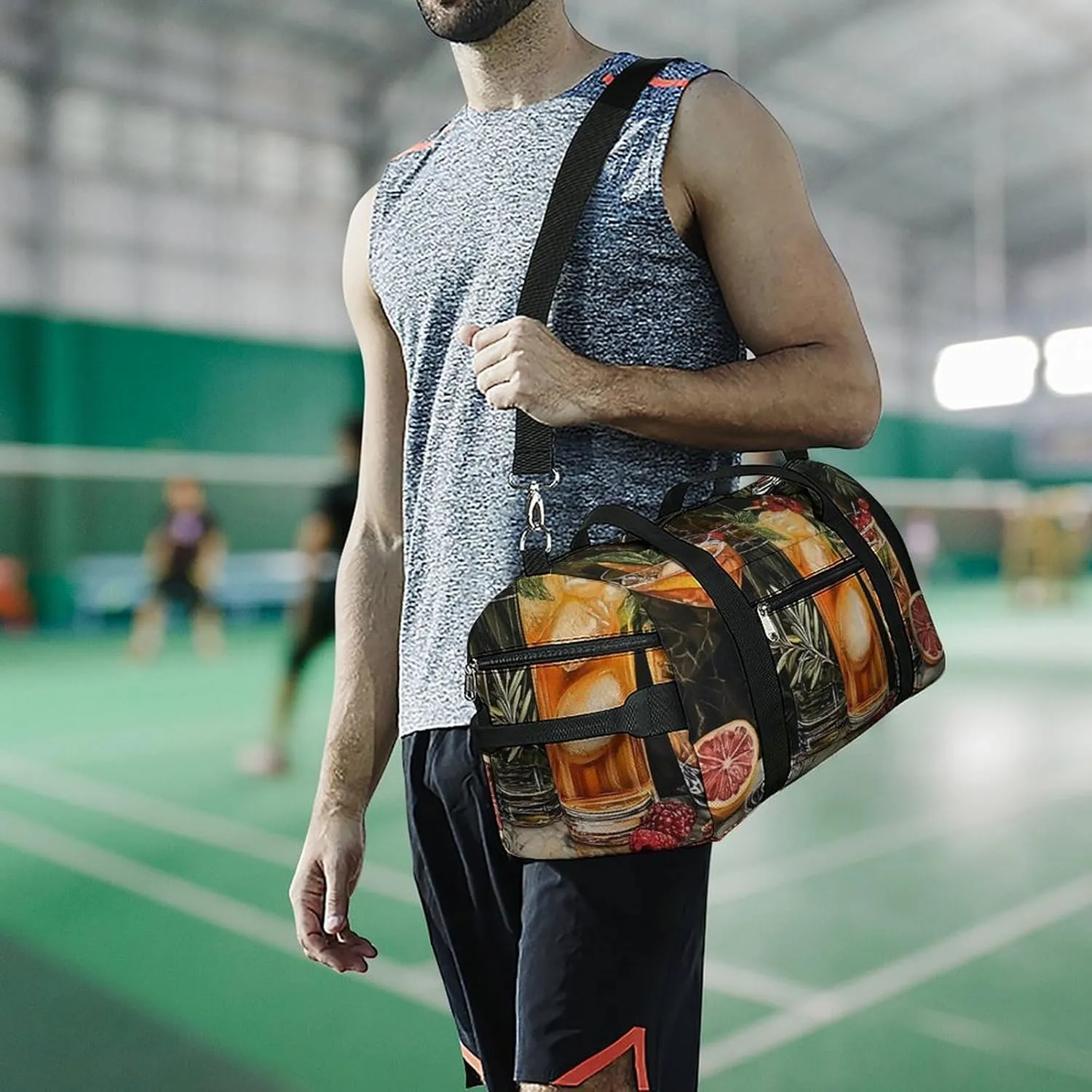 Cocktails Pattern Fitness Large Gym Bag for Unisex with Shoe Compartment & Wet Pocket