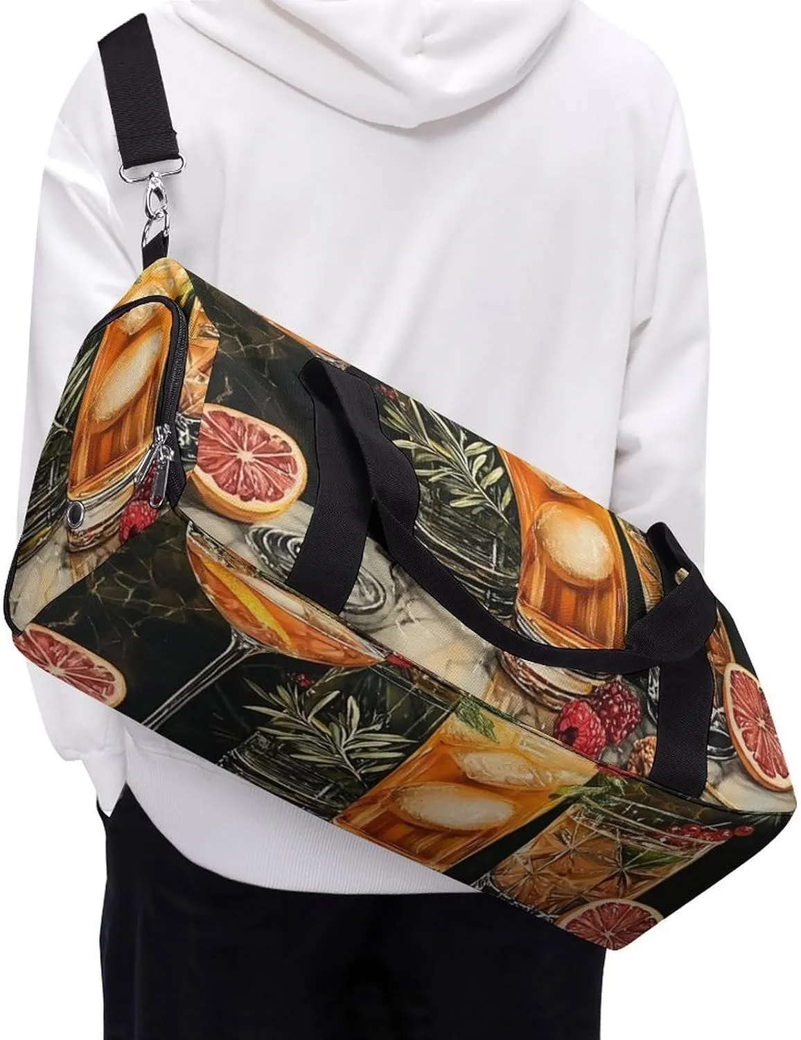 Cocktails Pattern Fitness Large Gym Bag for Unisex with Shoe Compartment & Wet Pocket