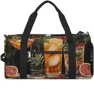 Cocktails Pattern Fitness Large Gym Bag for Unisex with Shoe Compartment & Wet Pocket