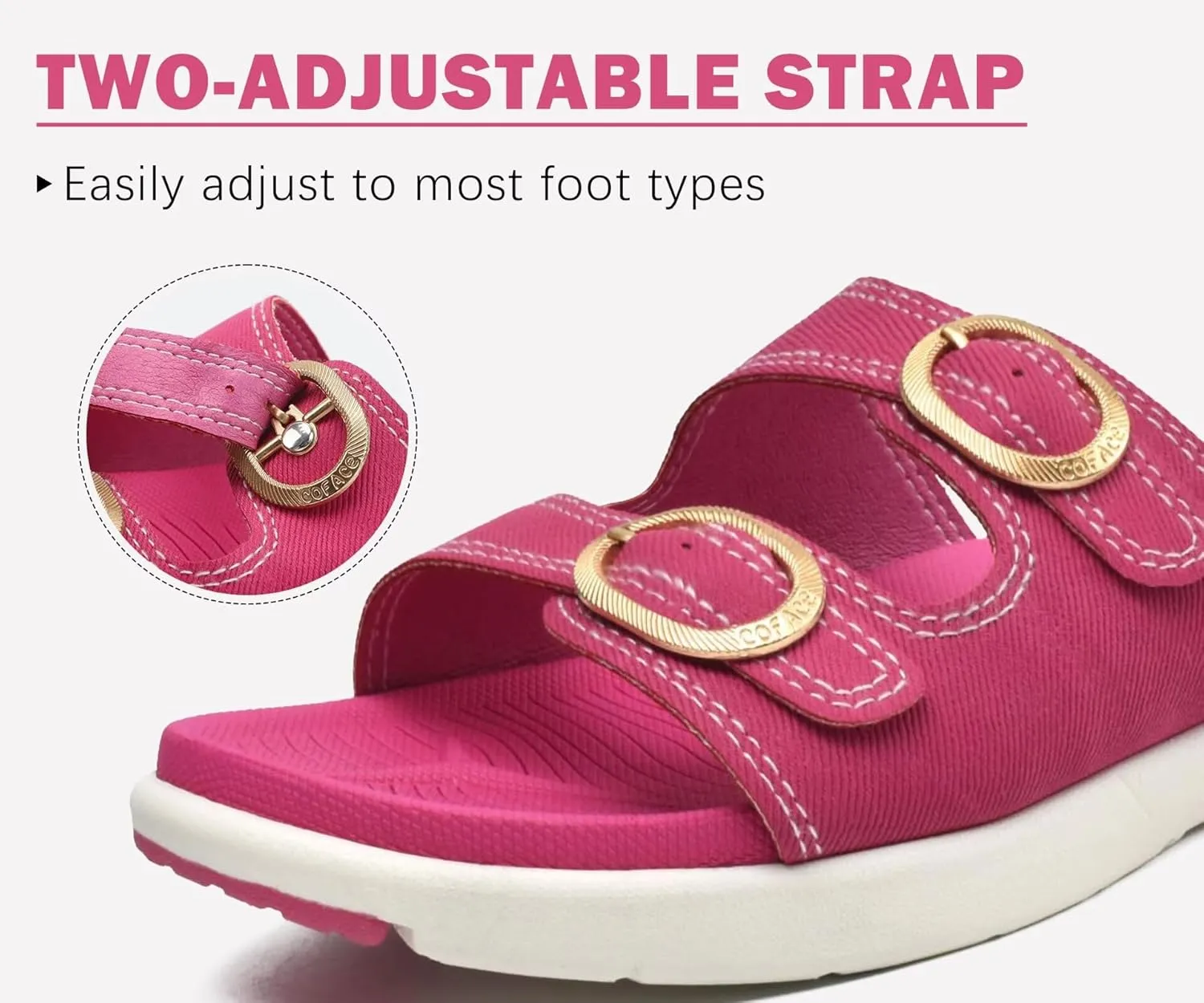 COFACE Womens Orthotic Slides Comfort Plantar Fasciitis Arch Support Slip on Flat Sandals Ladies Soft Cushion Fashion Yoga Mat Slippers With Adjustable Straps