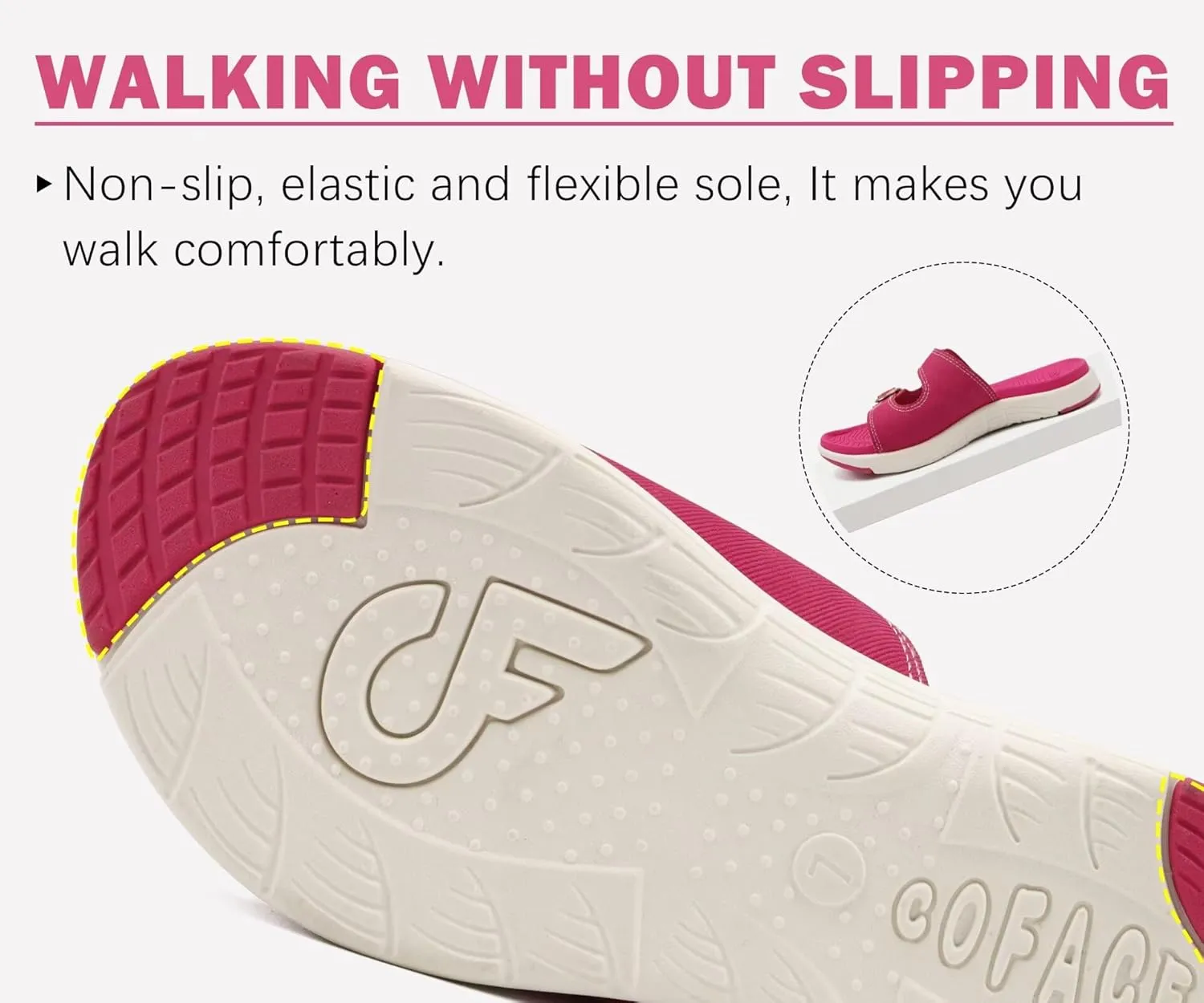 COFACE Womens Orthotic Slides Comfort Plantar Fasciitis Arch Support Slip on Flat Sandals Ladies Soft Cushion Fashion Yoga Mat Slippers With Adjustable Straps