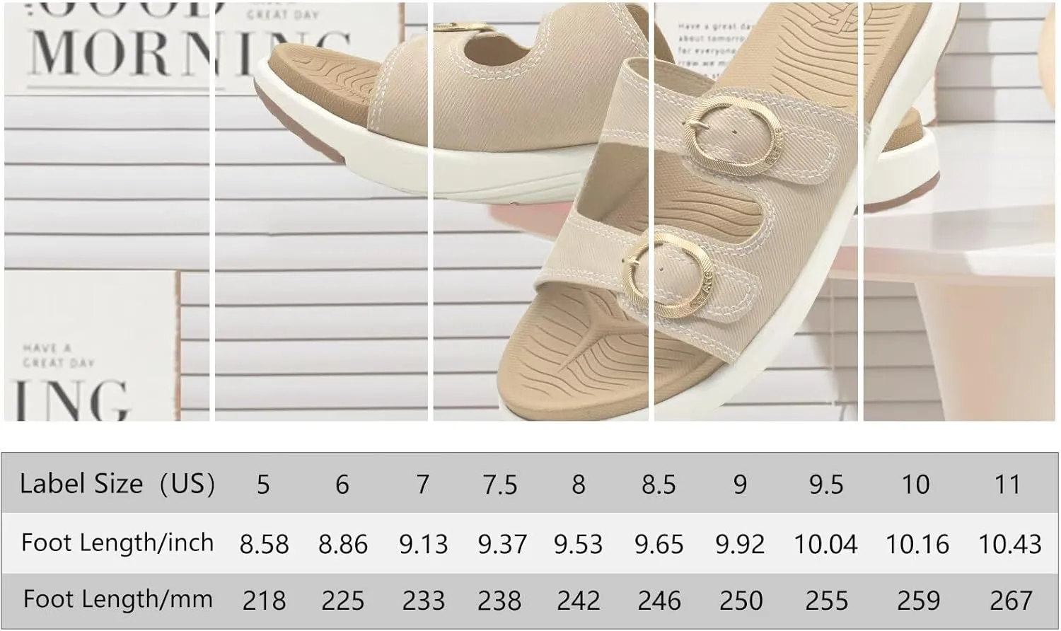 COFACE Womens Orthotic Slides Comfort Plantar Fasciitis Arch Support Slip on Flat Sandals Ladies Soft Cushion Fashion Yoga Mat Slippers With Adjustable Straps