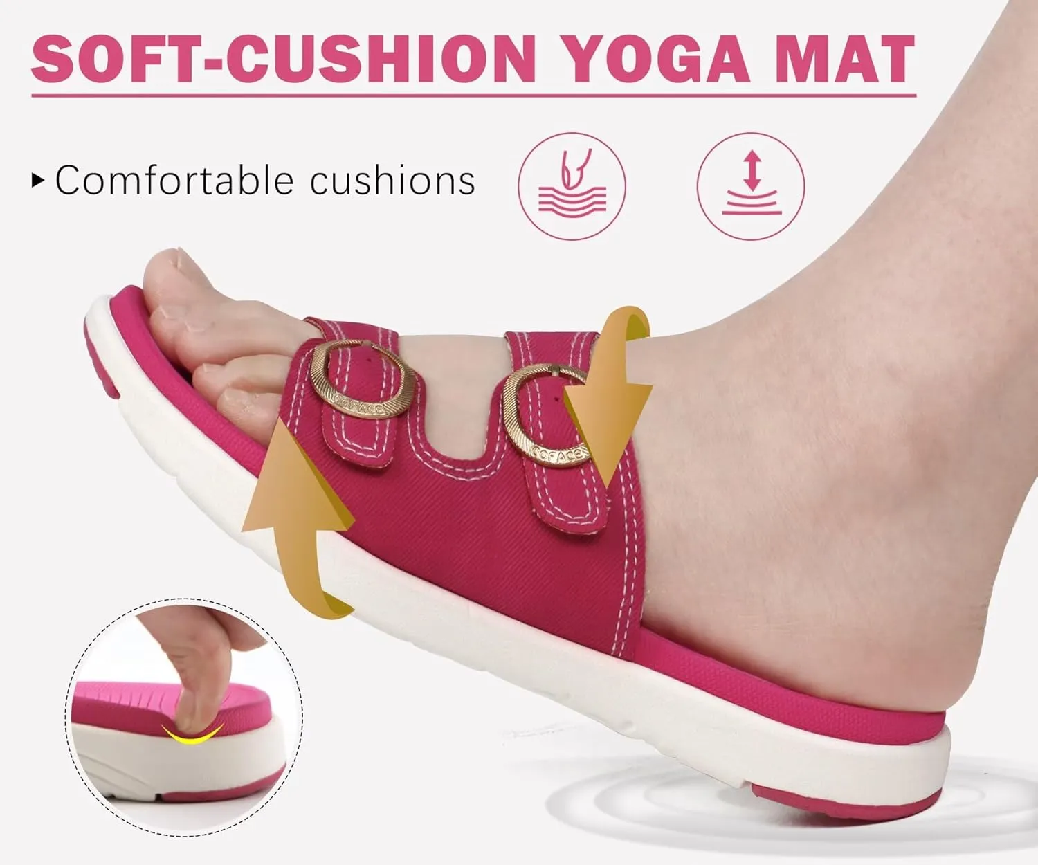 COFACE Womens Orthotic Slides Comfort Plantar Fasciitis Arch Support Slip on Flat Sandals Ladies Soft Cushion Fashion Yoga Mat Slippers With Adjustable Straps