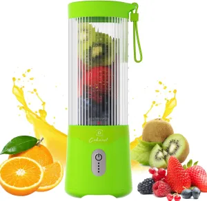 COKUNST Portable Blender, USB Rechargeable Personal Blender for Smoothies, 16 OZ Mini Juicer Mixer with 6 Blades, Small Blenders Cup with 2 Lids, Shake Bottle for Travel, Office, Gym, Kitchen Green