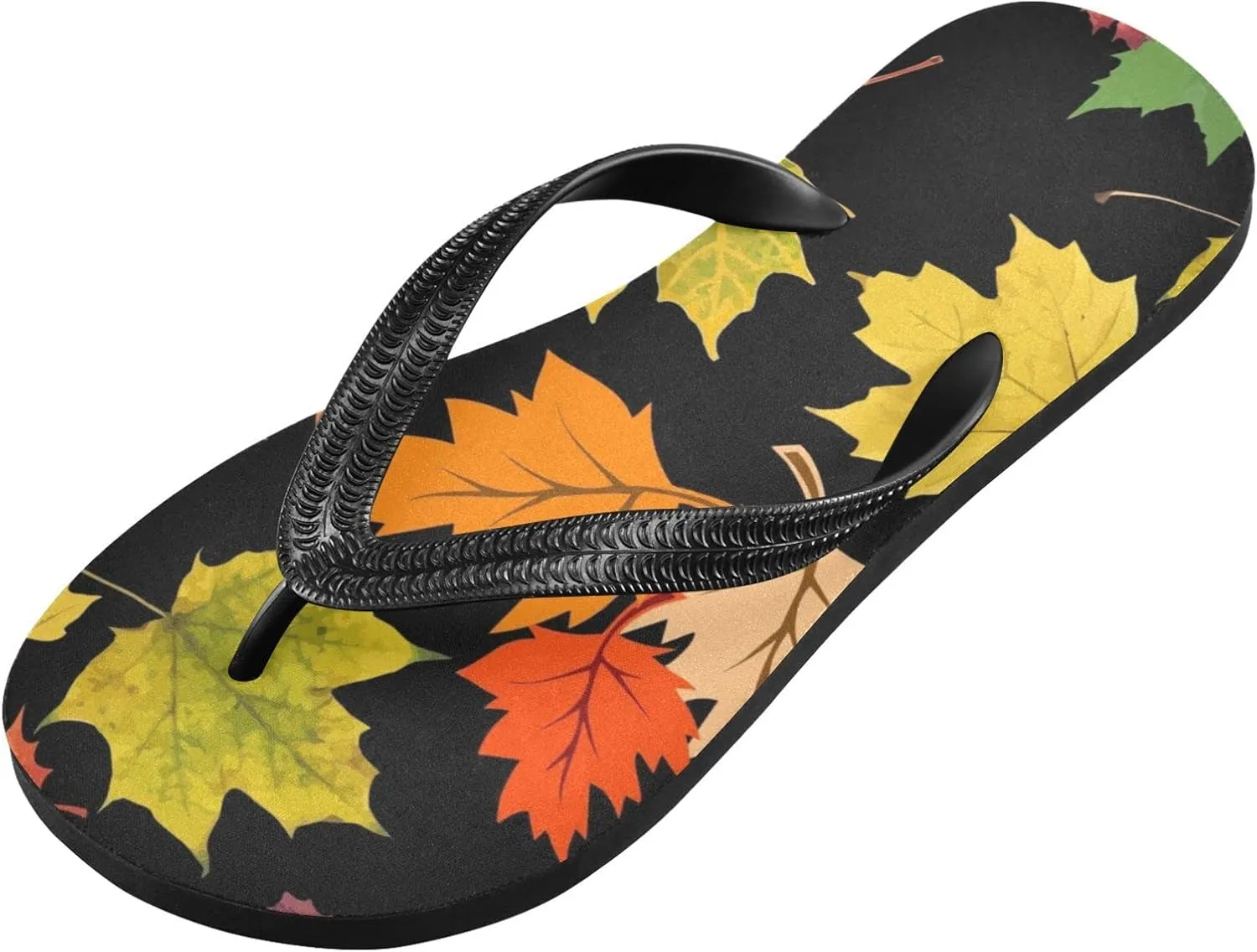 Coloful Maple Leaf Comfortable Non-Slip Flip Flop Sandals Beach Flip Flops Shower Slippers for Woman and Man-L