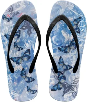 Coloranimal Flip Flops for Women Summer Beach Sandals Thong Sandals with Black Strap Non Flips Flops Comfort Lightweight Indoor Outdoor Slippers