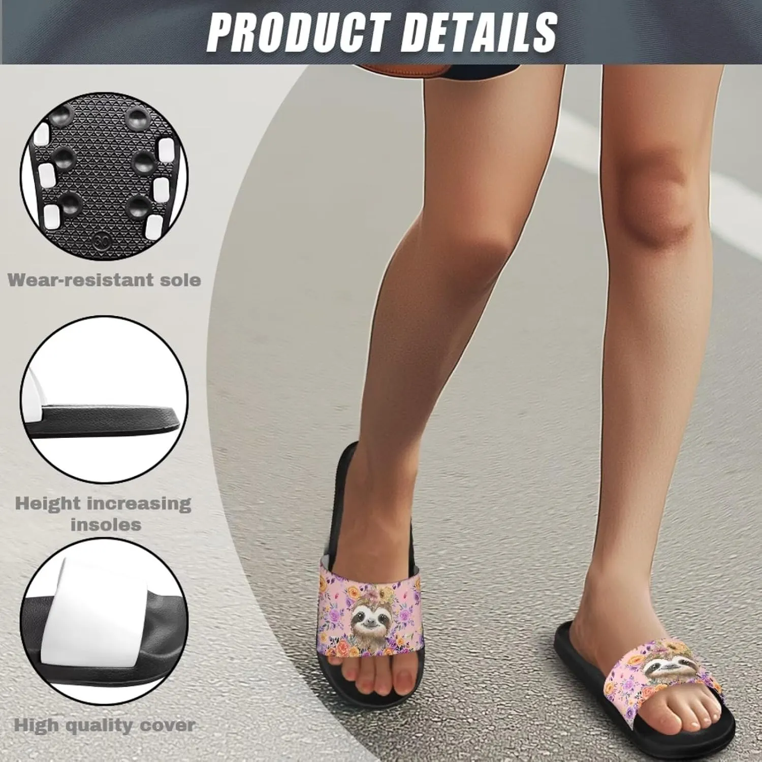 Coloranimal Slippers for Women Summer Beach Sandals House Slippers Shower Shoes Slide Sandals Women Non Slip Beach Shoes