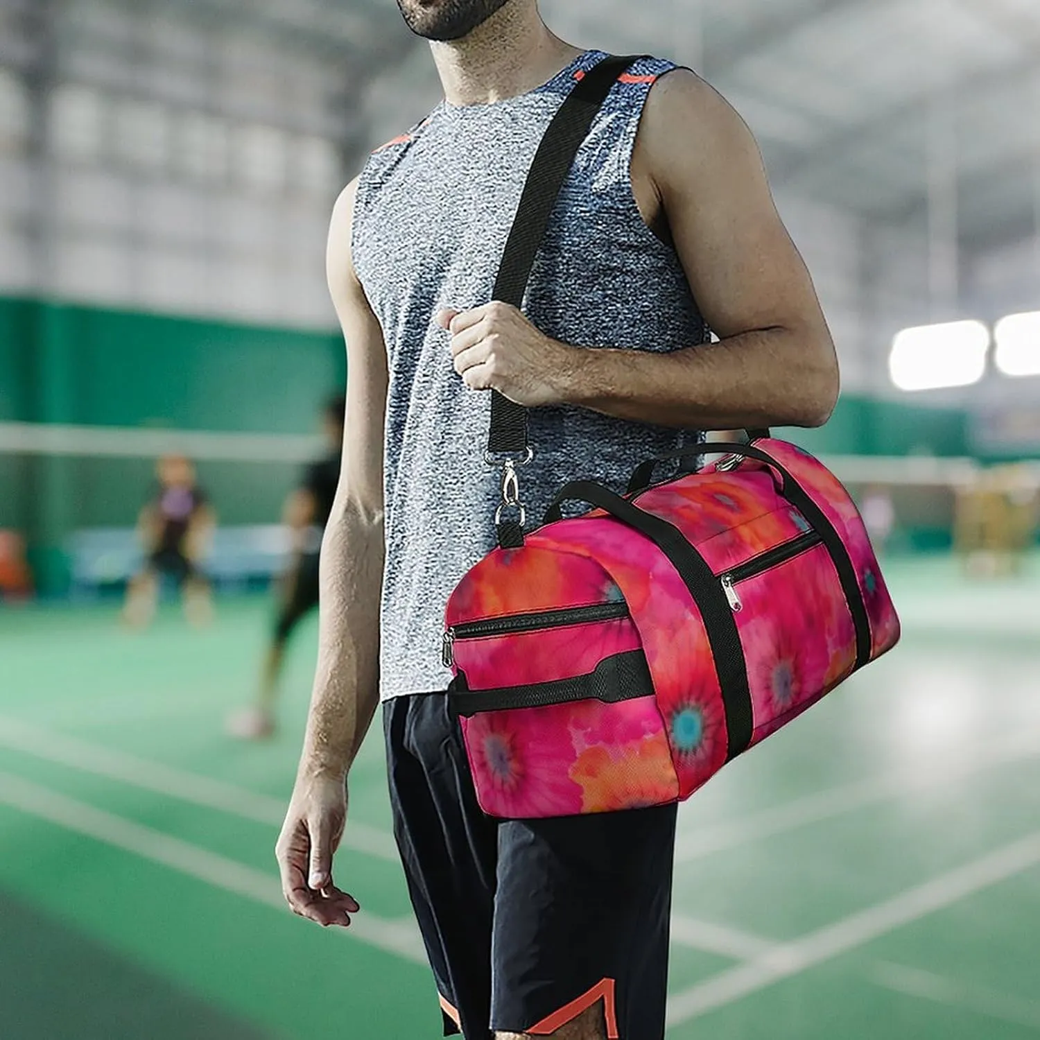 Colorful Tie Dye of Poppy Fitness Large Gym Bag for Unisex with Shoe Compartment & Wet Pocket
