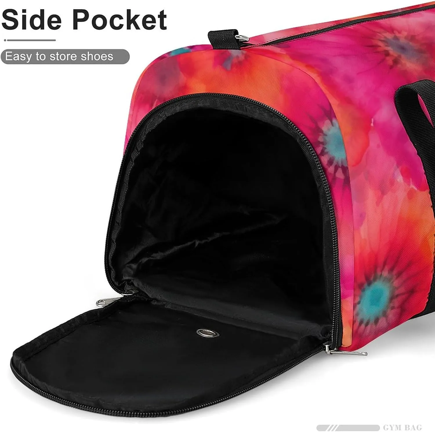 Colorful Tie Dye of Poppy Fitness Large Gym Bag for Unisex with Shoe Compartment & Wet Pocket