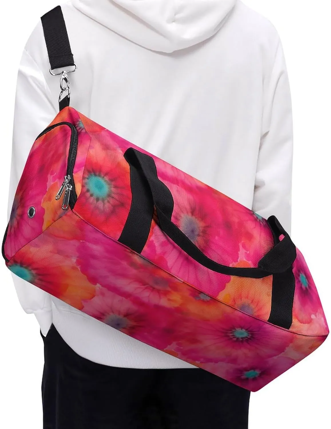 Colorful Tie Dye of Poppy Fitness Large Gym Bag for Unisex with Shoe Compartment & Wet Pocket