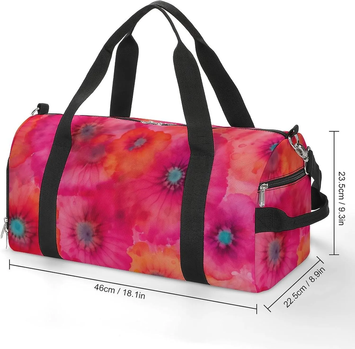 Colorful Tie Dye of Poppy Fitness Large Gym Bag for Unisex with Shoe Compartment & Wet Pocket