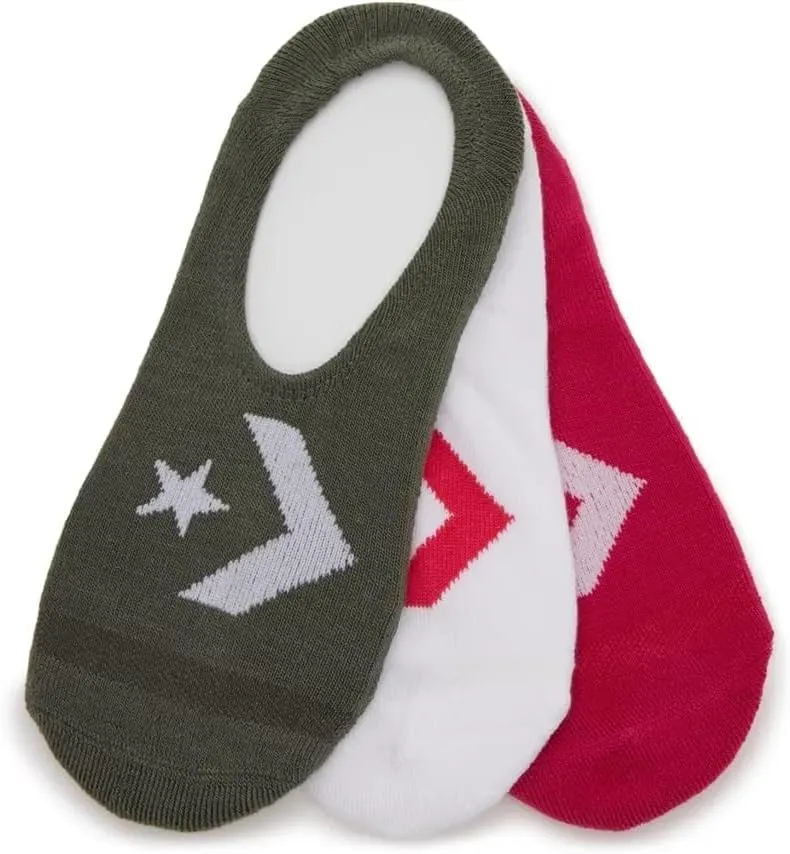 Converse Womens No Show Socks 3 Pack Half Cushion Ultra Low Made For Chucks Shoe Size 6-10