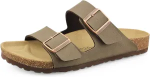 Cork Footbed Slide Sandals for Women, Arch Support Adjustable Buckle Cushioned Sandals, Comfy Summer Essentials